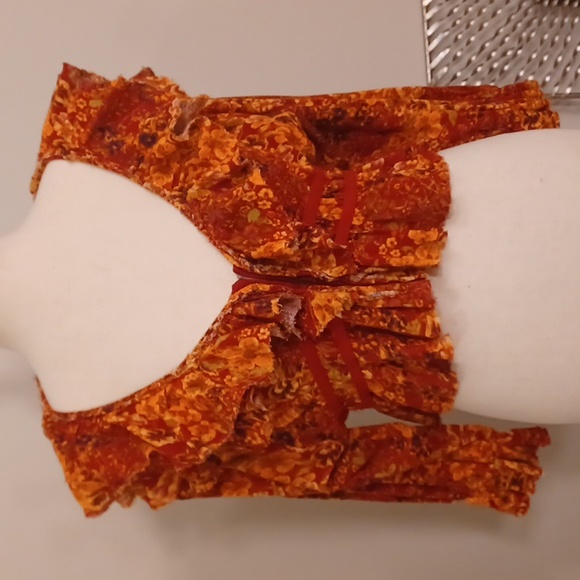 NWT Free People Rudi printed ruffle crop blouse top voluminous bishop sleeves - Picture 7 of 16